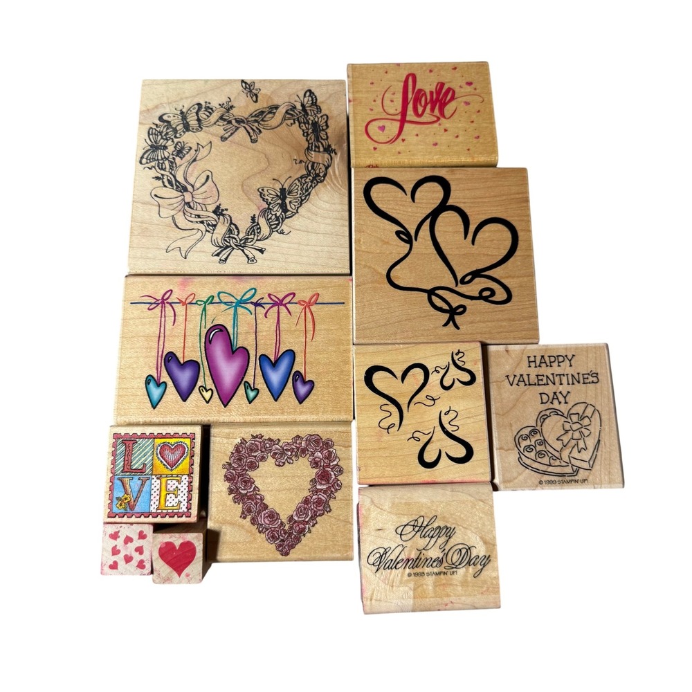 Valentine Love Heart Butterfly Craft Rubber Stamps Set Scrapbook Card Making